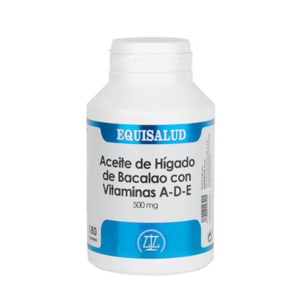 Aceite Hígado de Bacalao Vitaminas A D E 500 mg 180 Cápsulas