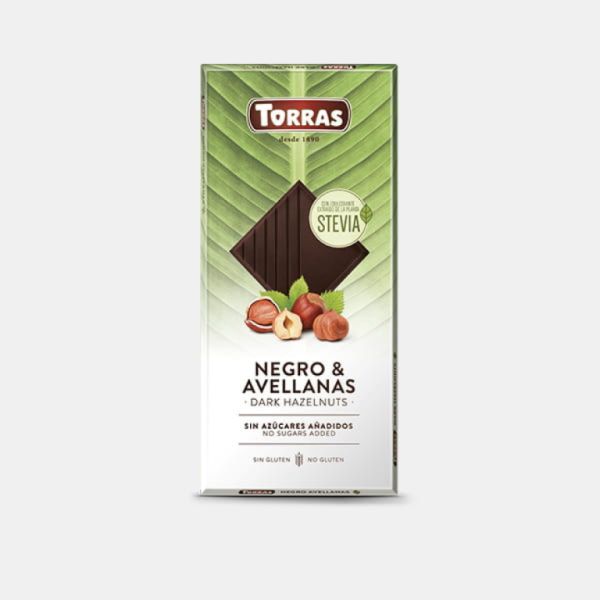 Stevia Chocolat Noir aux Noisettes 125 g - TORRAS