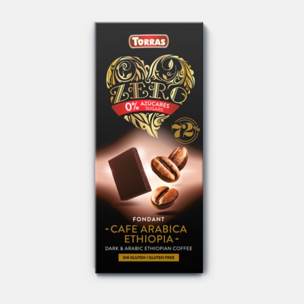 Zero Chocolate Negro 72 % Cacao Café Arábica Etiopía 100 g