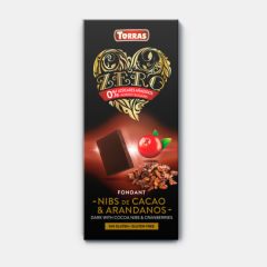 Buy TORRAS Zero Dark Chocolate with Cocoa Nibs and Blueberries 125 g From From 3,12€