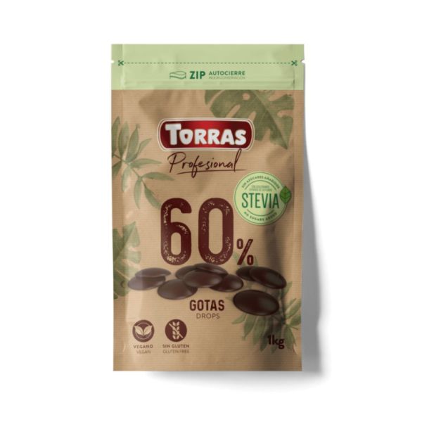 Gotas de Chocolate Stevia 60% Cacau Sem Açúcar 200 g