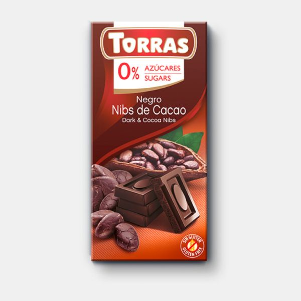 Chocolat noir aux éclats de cacao 75 g - TORRAS