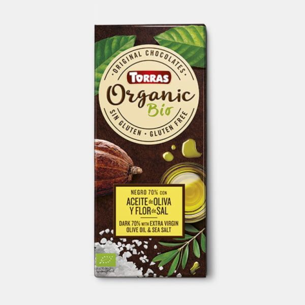 Chocolate Negro 70 % Cacao con Aceite de Oliva y Flor de Sal