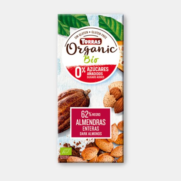 Mörk choklad 62% kakao hela mandlar - TORRAS