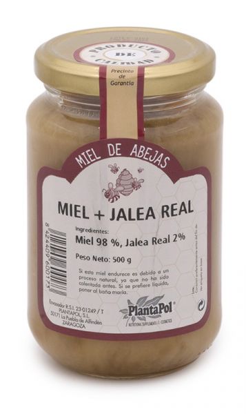 FRASCO DE VIDRO DE MEL NATURAL COM GELEIA REAL 500 G