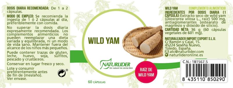 Wild Yam 60 cápsulas vegetais - NATURLIDER Img 2