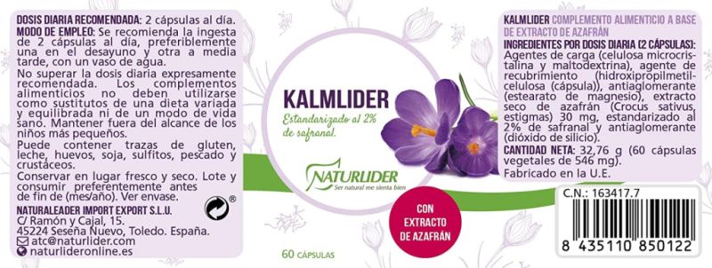 Kalmlider 60 cápsulas vegetais - NATURLIDER Img 3