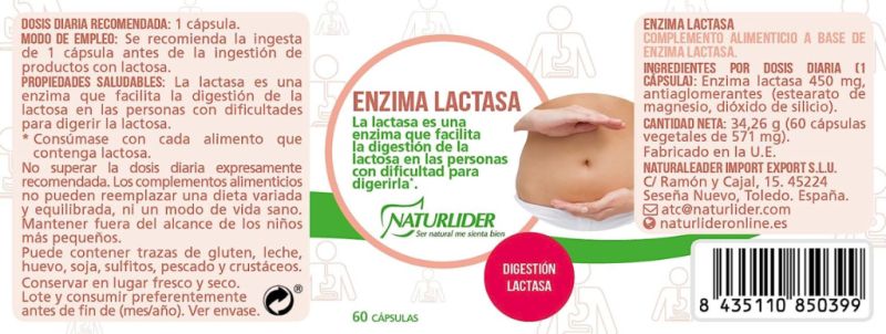 Enzima Lactase 60 Cápsulas Vegetais - NATURLIDER Img 2