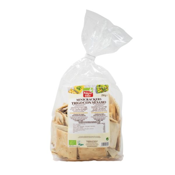 Biologische Mini Tarwecrackers Met Sesam 250g