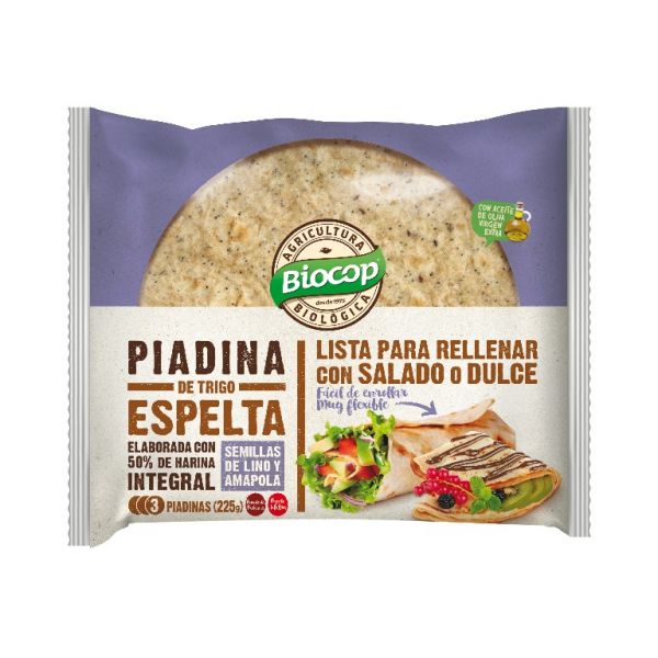 Piadina Blat Espelta Lino Amapola 225 g - BIOCOP