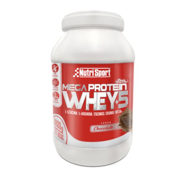 Mega Protein Whey 5 Chocolade 1800 g - NUTRISPORT