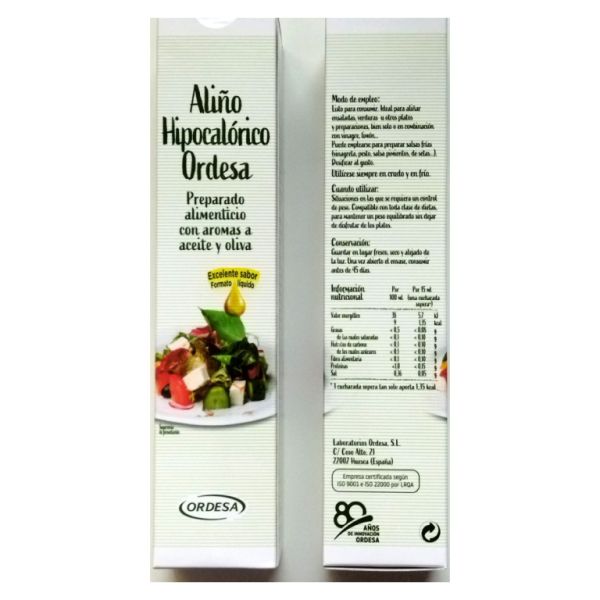 Huile de vinaigrette hypocalorique 250 ml - ORDESA Img 3