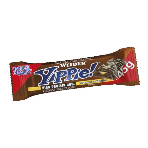 Yippie Bar Vanilla Brownie 45 g box 12 Units