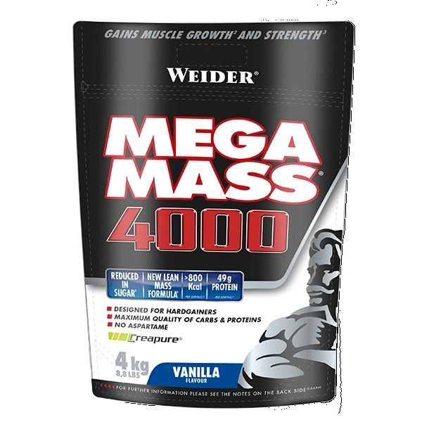 Mega Mass 4000 Vainilla Bolsa Nueva Fórmula 4 Kg