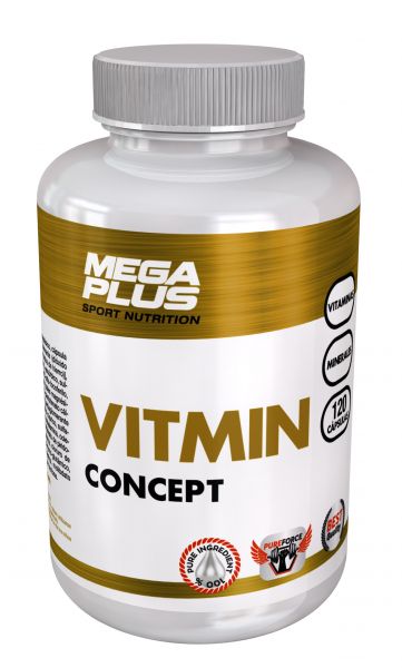 Concetto di vitamina 120 capsule - MEGA PLUS