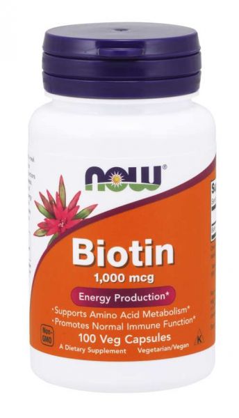 BIOTIN 1000 Microgramas 100 Cápsulas - NOW