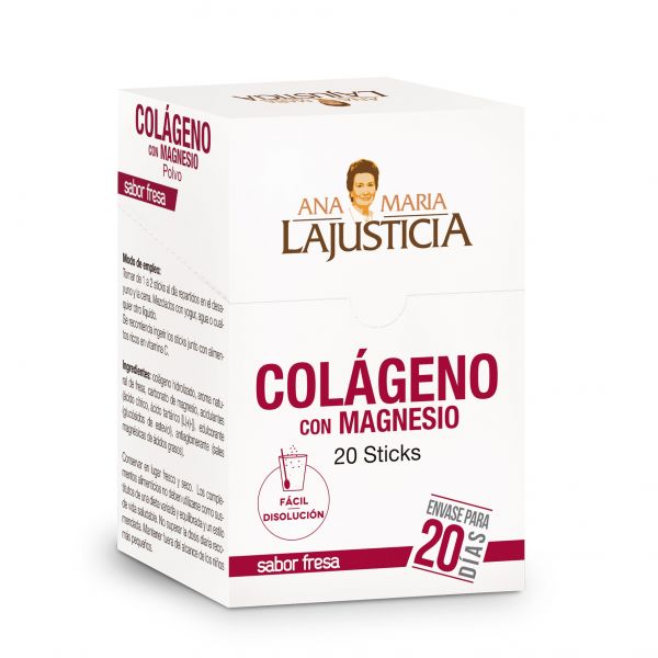 COLAGENO CON MAGNESIO SABOR FRESA 20 Sticks