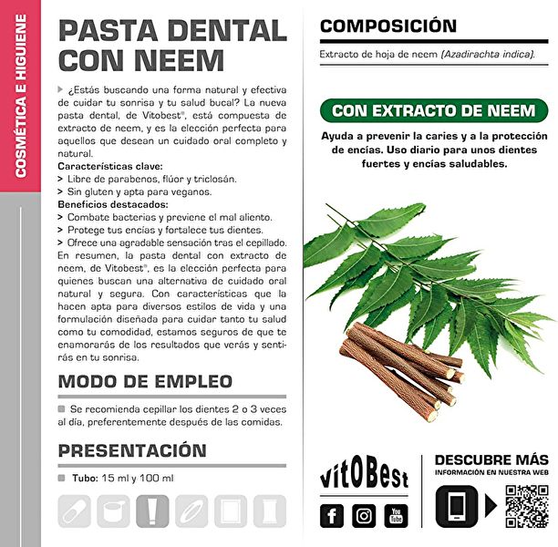 Pasta de dents amb neem 100 ml. - Vitobest Img 3