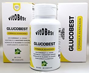 Buy VIT.O.BEST Glucobest 60 vegetable capsules Pack 3 units [Without gluten, vegan, No titanium dioxide] By 47,99€