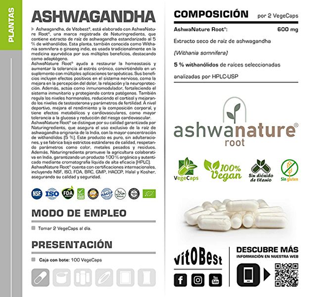 Ashwagandha 600 mg 100 gélules végétales. Pour le stress chronique Img 4