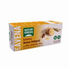 Comprar NATURGREEN BISCOITOS DE AVEIA INTEGRAL COM MILHETO, COCO E AVELÃS Por 3,70€