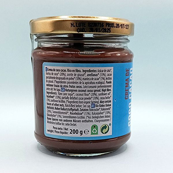 BIO CACAO CRÈME DE COCO 200 Grammes - NATURGREEN Img 2