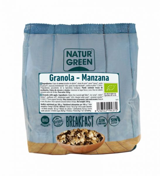 GRANOLA DE MAÇÃ SEM GLÚTEN BIO 350 Gramas