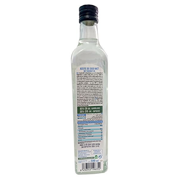 Aceite de coco MCT BIO 500 Mililitros - NATURGREEN Img 3