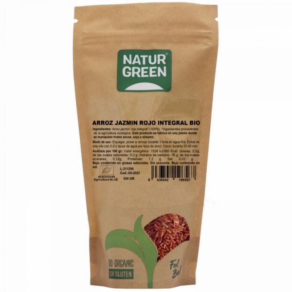 BIO WHOLE RED JASMINE RICE 500 Grams - NATURGREEN