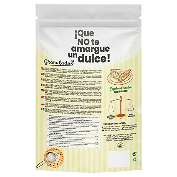 Eritritol Plus Doypack 200 g - DULCILIGHT Img 2