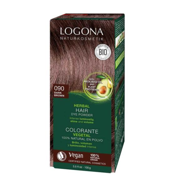 COLORANT VEGETAL 090 BRUN FONCE 2 x 50gr - LOGONA