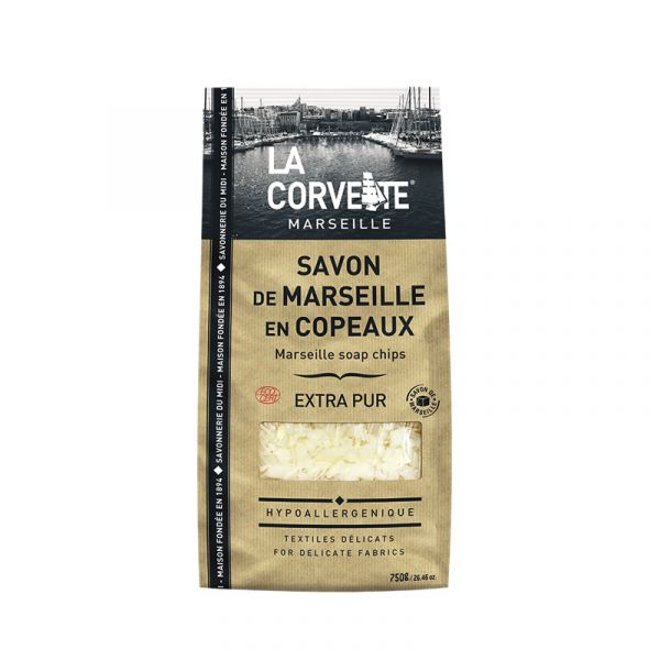 SAC DE SAVON DE MARSEILLE EN COPEAUX EXTRA PURES 750gr