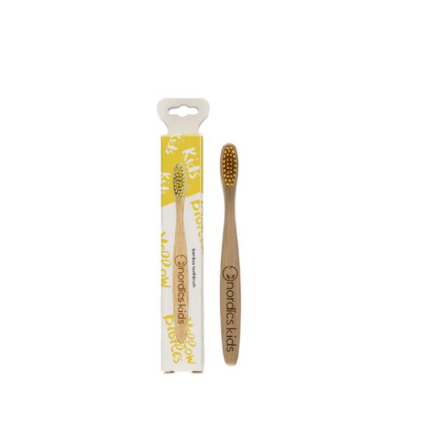 BROSSE À DENTS POUR ENFANT EN BAMBOU - JAUNE