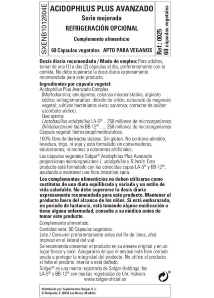 Advanced Acidophilus Plus 60 cápsulas vegetais Img 3