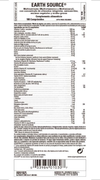 Earth Source (Multi-nutrient) 180 Tablets - SOLGAR Img 2