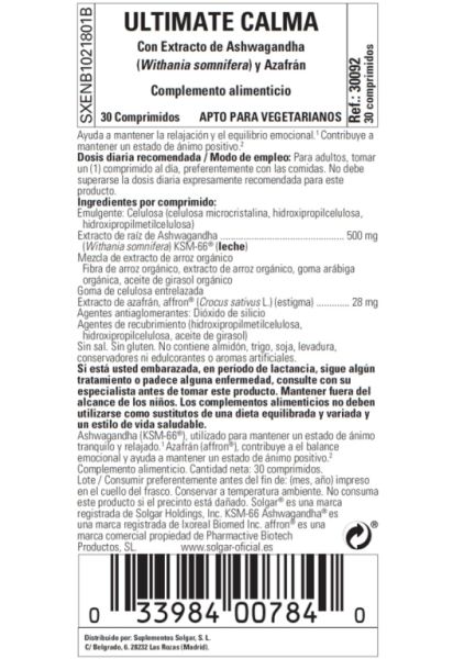 Ultieme rust 30 tabletten - SOLGAR Img 3