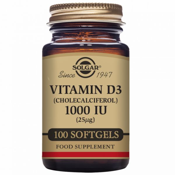 Vitamin D3 1000 IE 25 mcg 100 Softgels - SOLGAR