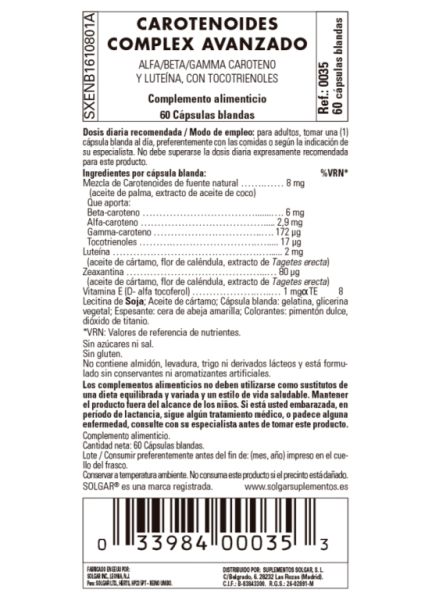 Complexo Avançado de Carotenóides 60 Cápsulas Vegetais Img 2