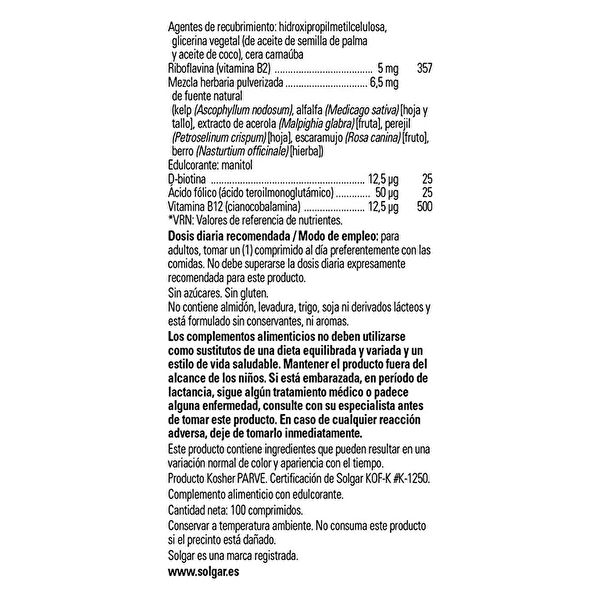 B-Complex met Vitamine C 100 Tabletten - SOLGAR Img 7