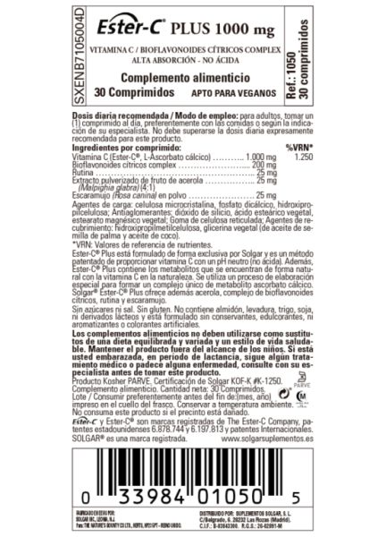 Ester-C Plus 1000 mg 30 compresse - SOLGAR Img 3