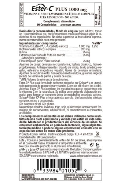 Ester-C Plus 1000 mg 90 Comprimés - SOLGAR Img 3