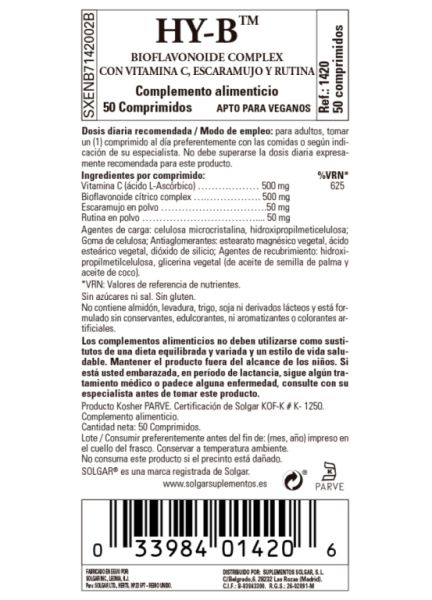 HY-B 500 mg (50) COMPRIMÉS - SOLGAR Img 3