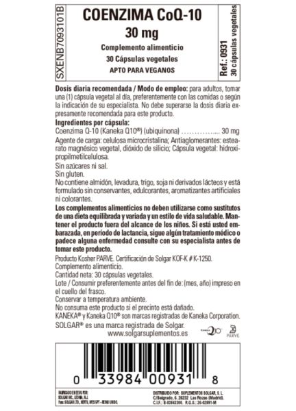 Coenzym Q-10 30 mg 30 Perlen - SOLGAR Img 3