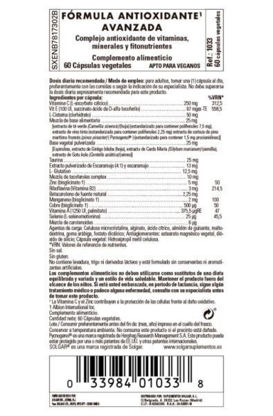 Advanced Antioxidantes Fórmula 60 Cápsulas Vegetales Img 2