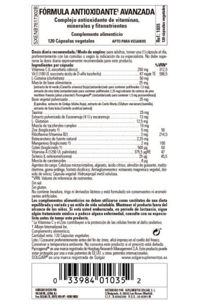 Fórmula Antioxidante Avançada 120 Cápsulas Vegetais Img 2