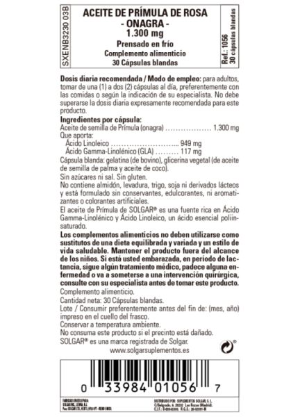 Aceite de Onagra 1300 mg 30 Perlas - SOLGAR Img 4