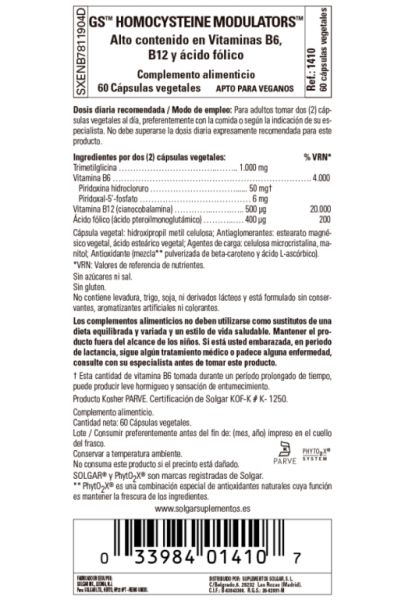 Homocysteine Modulators Gold Specifics 60 Càpsules Vegetals Img 3