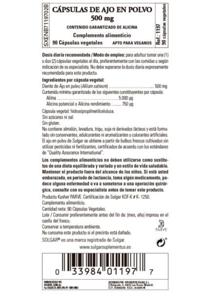 Poudre d'Ail 500 mg 90 Gélules Végétales Img 3