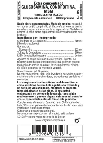 Glucosamin-Chondroitin MSM 60 Tabletten - SOLGAR Img 3