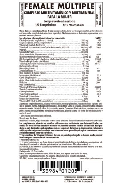 Female Multiple 120 Tablets - SOLGAR Img 3